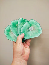 Green and Silver Geode coasters - set of 4