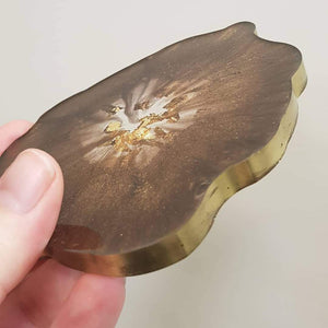 Brown and Gold Geode coasters - set of 4