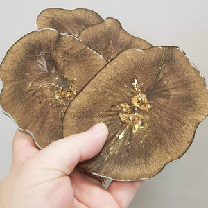 Brown and Gold Geode coasters - set of 4