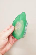 Green and Silver Geode coasters - set of 4